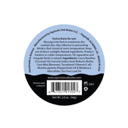 Back label of a container with product instructions and branding details.