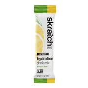 Skratch Labs Sport Hydration drink mix packet for lemon & lime flavor on a white background