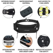 Fitletic Ultimate 2 BLK/BLK Zip Running Belt - fuelld.co.nz