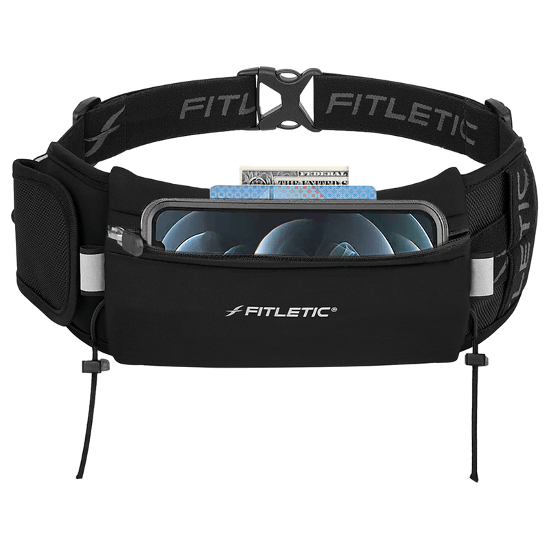 Fitletic Ultimate 2 BLK/BLK Zip Running Belt - fuelld.co.nz