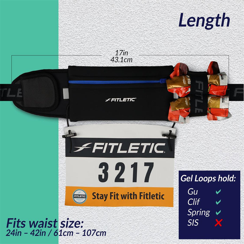 Fitletic Ultimate 2 BLK/BLK Zip Running Belt - fuelld.co.nz