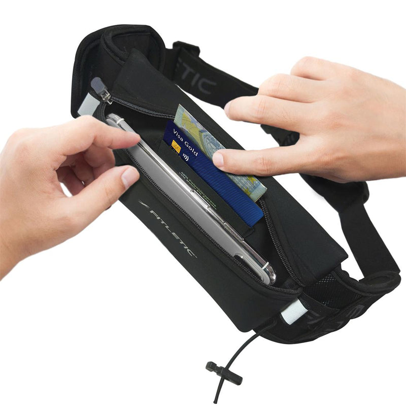 Fitletic Ultimate 2 BLK/BLK Zip Running Belt - fuelld.co.nz