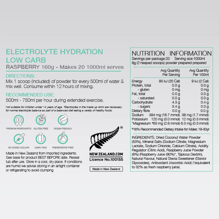 Pure Electrolyte Hydration Low Carb - fuelld.co.nz